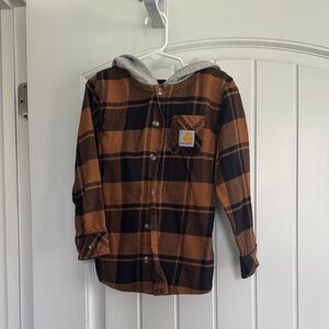 Carhartt Kids' Plaid Button-Down Shirt with Hood